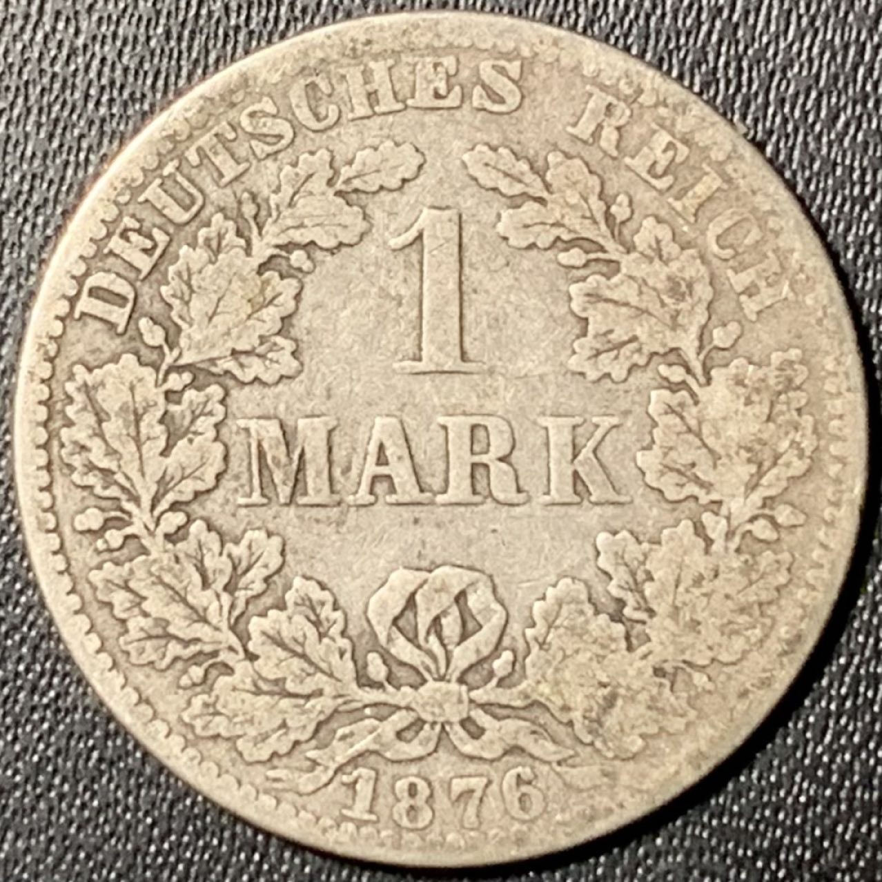 紫瑗钱币——第326期拍卖 德国 1876年 A版 第二帝国 短翅 1马克 5.5克 0.9银