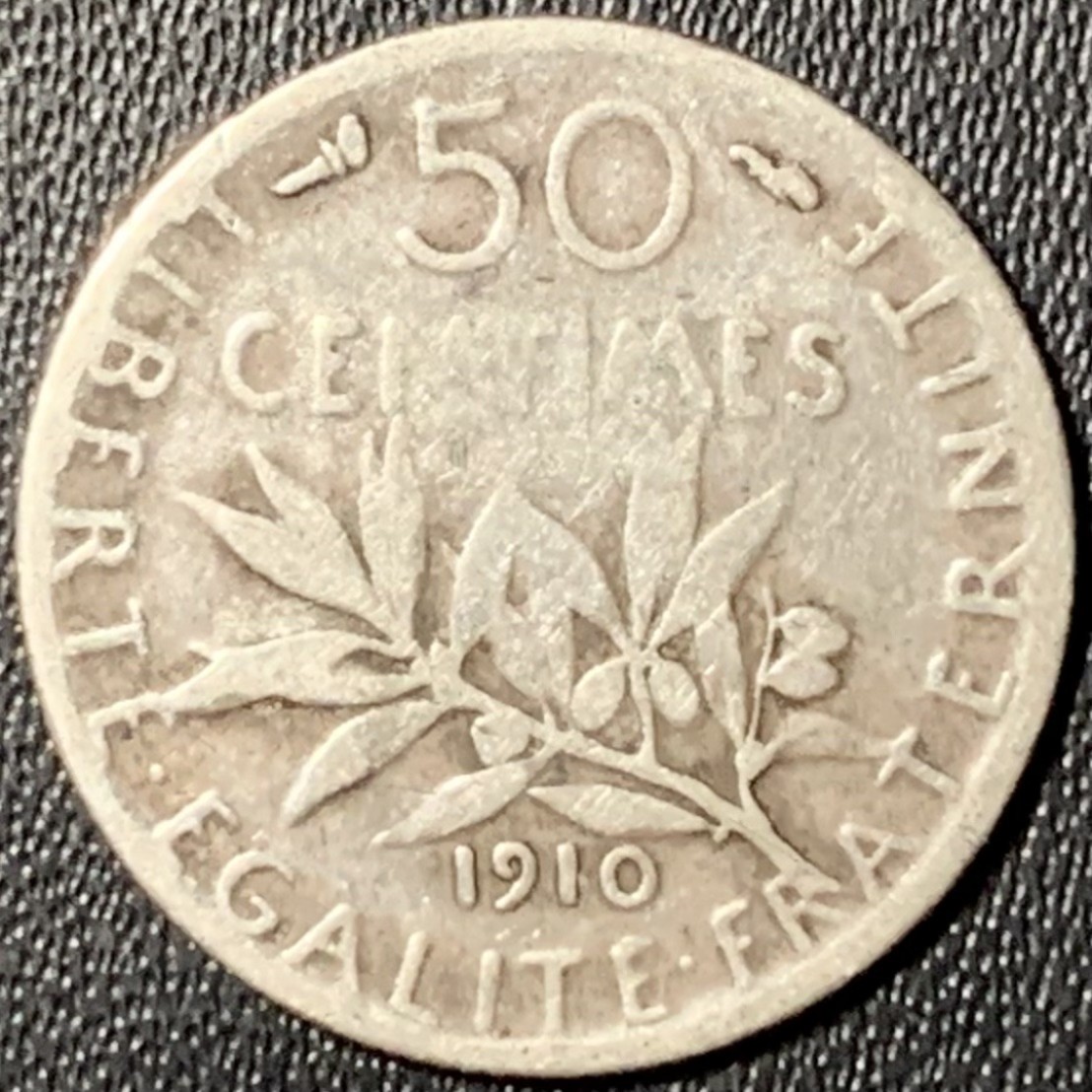 紫瑗钱币——第269期拍卖 法国 1910年 播种女神 50分 2.5克 0.835银