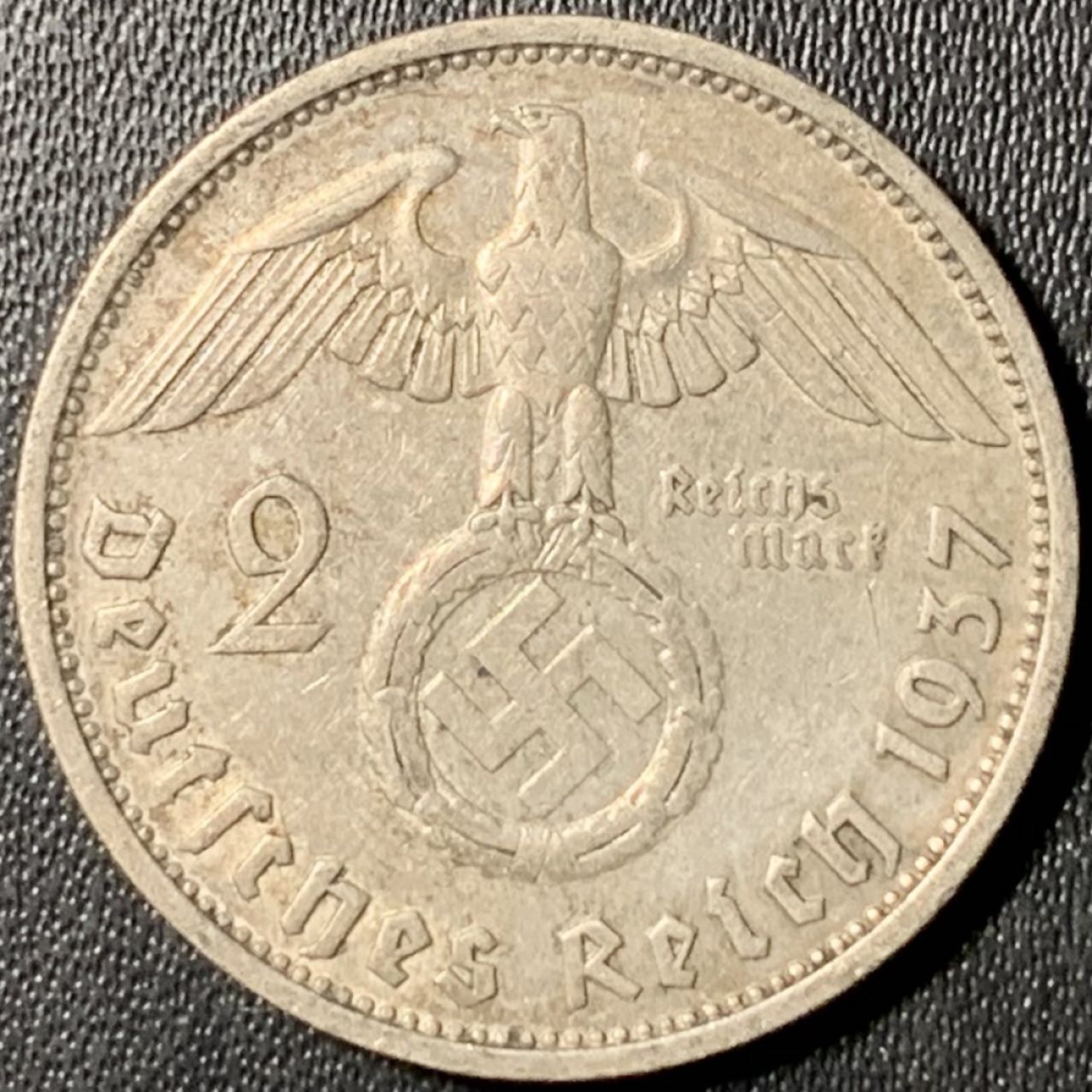 紫瑗钱币——第269期拍卖 德国 1937年 F版 兴登堡 字符 2马克 8克 0.625银