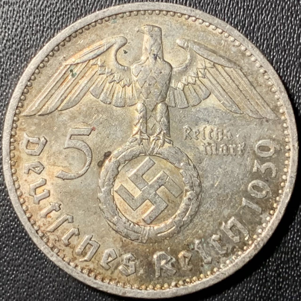 紫瑗钱币——第269期拍卖 德国 1939年 F版 兴登堡 字符 5马克 13.9克 0.9银