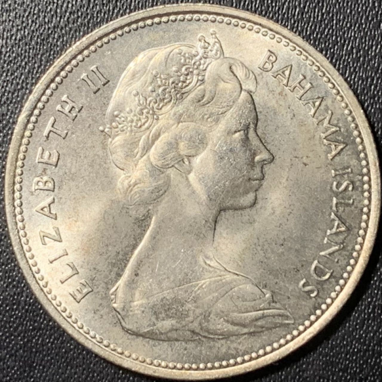 紫瑗钱币——第326期拍卖 巴哈马 1966年 伊丽莎白二世 蓝色马林鱼 50分 10.37克 0.8银 UNC