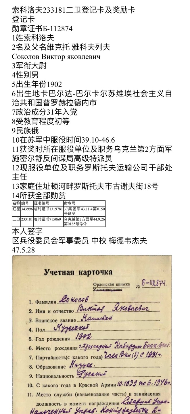 大猫徽章拍卖第223期 苏联43二卫2⃣️ 档案齐全 元帅签发 好品