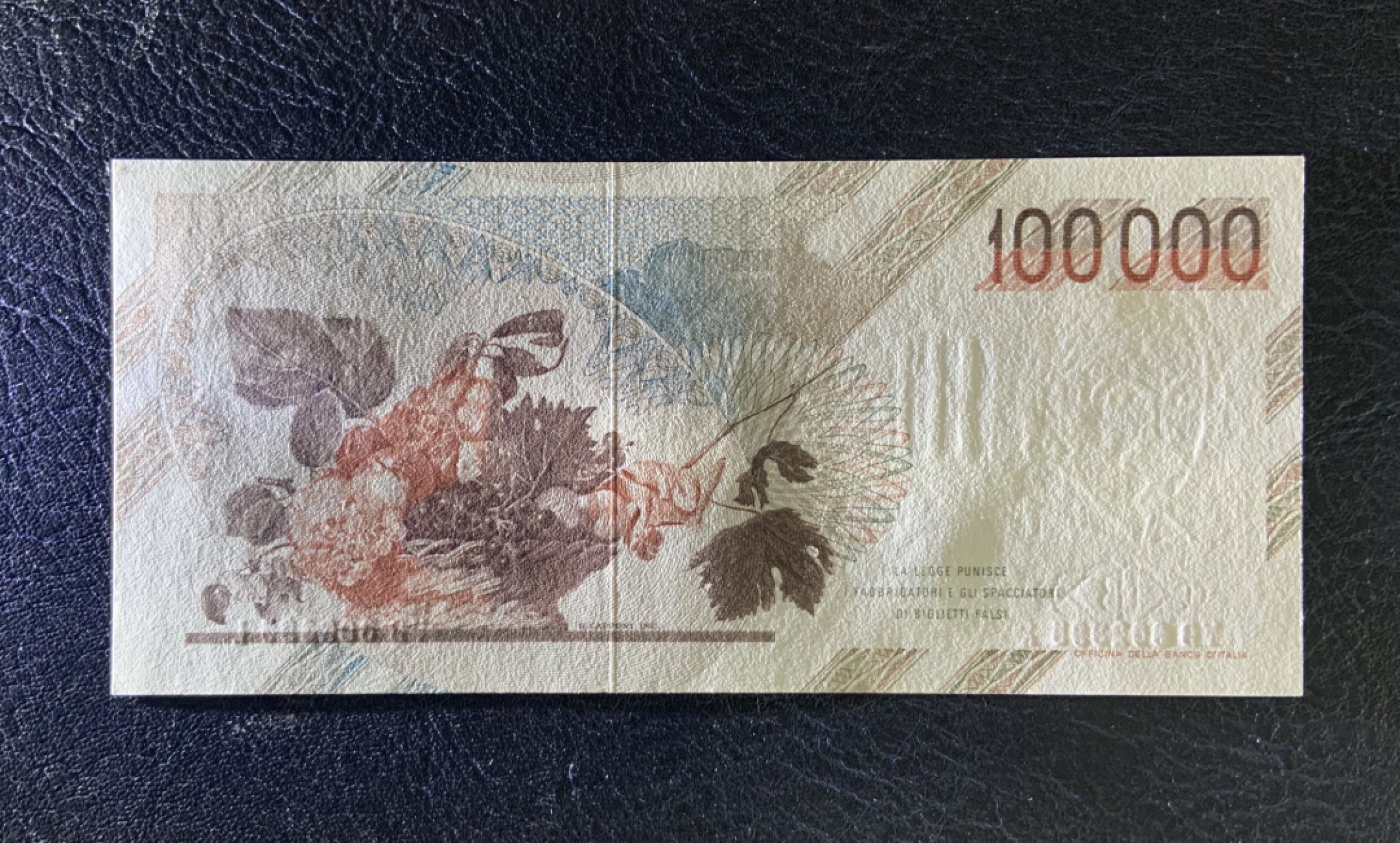 收藏联盟Quantum Auction 第257期拍卖  意大利1983年100000里拉 品相全新UNC 卡拉瓦乔 正反面图案皆有名画组成