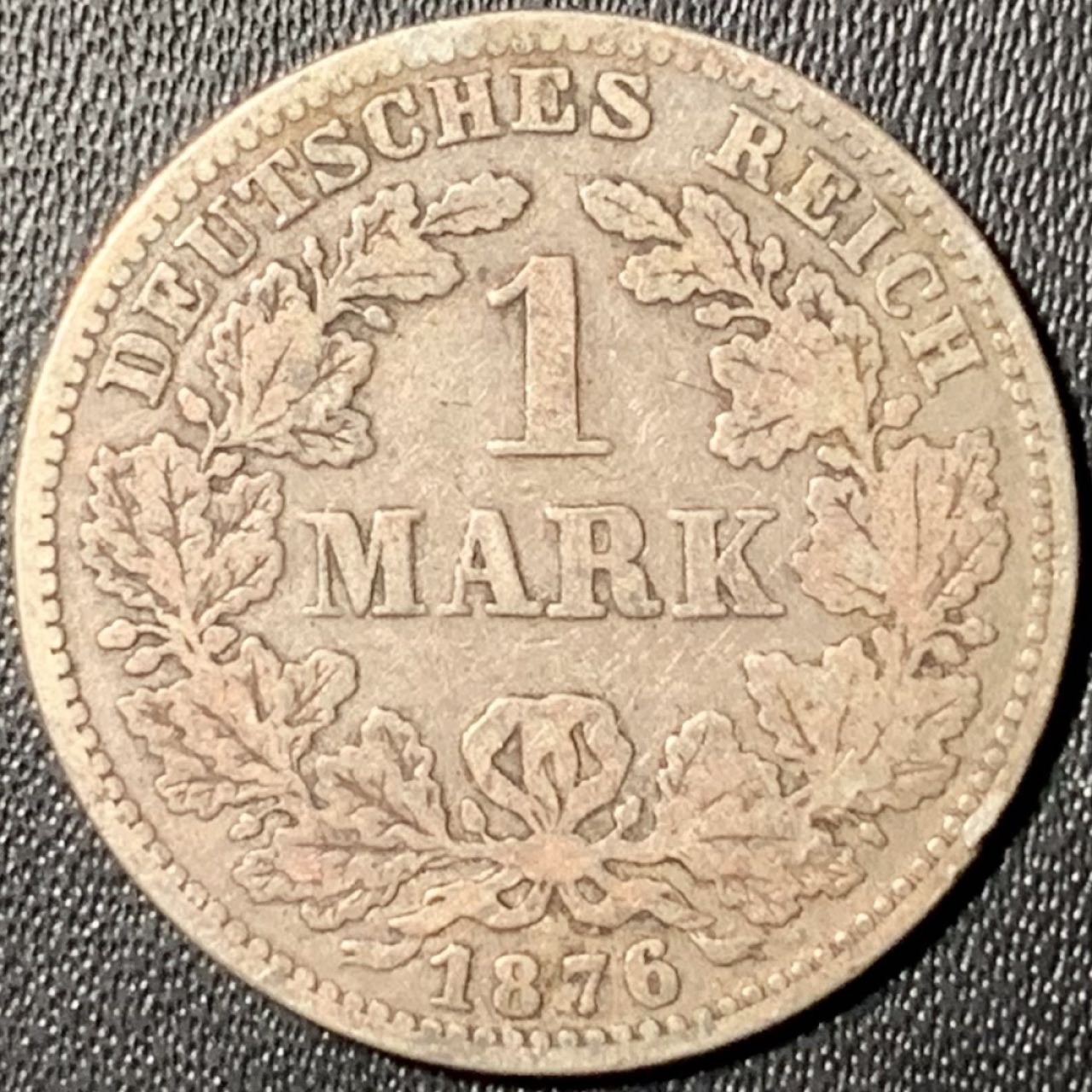 紫瑗钱币——第326期拍卖 德国 1876年 G版 第二帝国 短翅 1马克 5.5克 0.9银