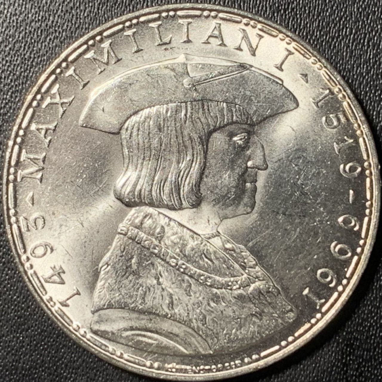 紫瑗钱币——第269期拍卖 奥地利 1969年 马克西米安诞辰450周年 50先令 20克 0.9银 UNC