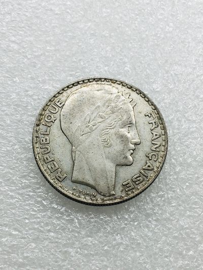 斋古钱币第七期世界钱币，全场包邮 - 法国1933年谷物女神20法郎银币 20克