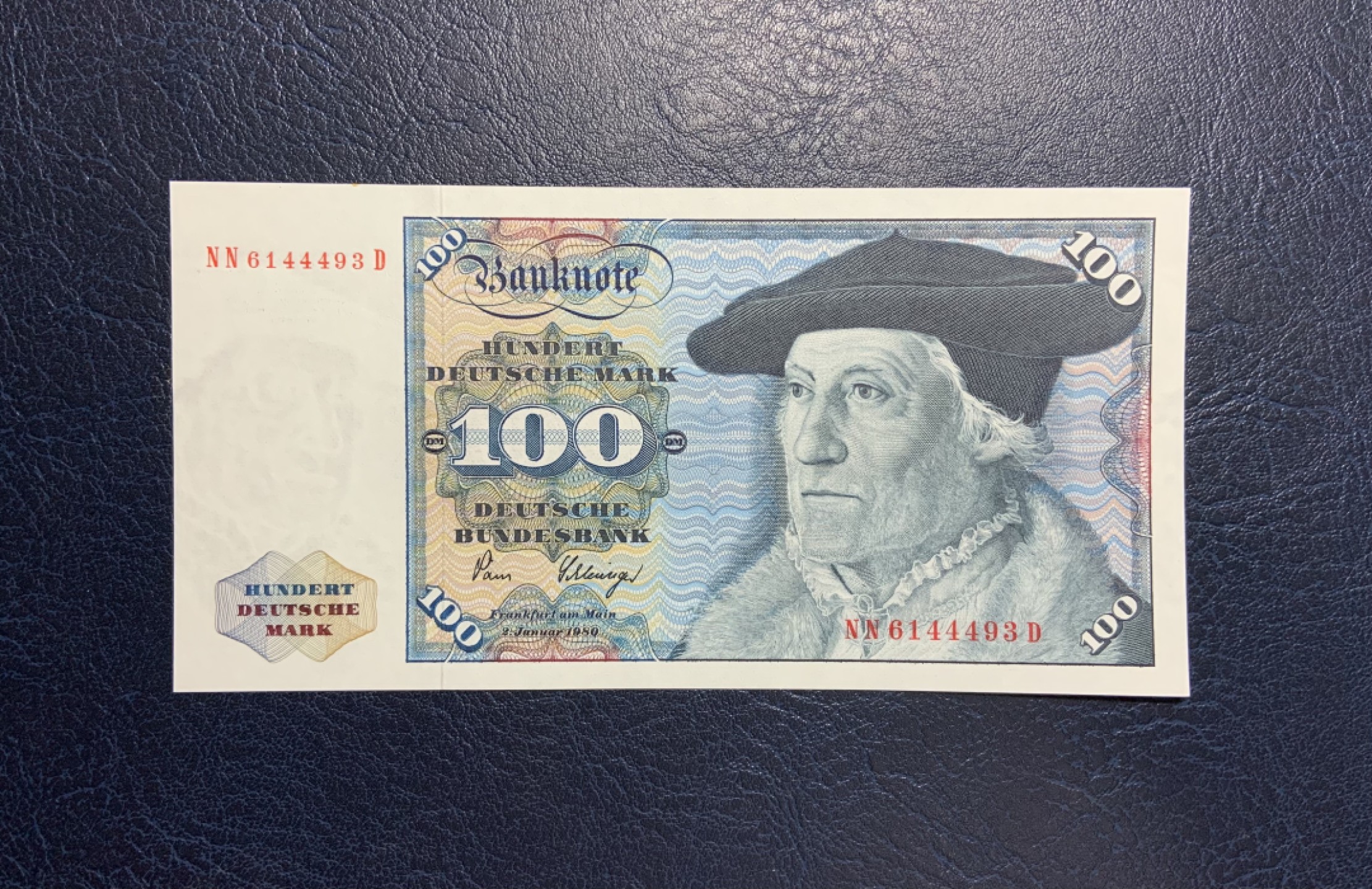 收藏联盟Quantum Auction 第257期拍卖  德国联邦1980年100马克 品相全新UNC 数学家明斯特 豹子号身