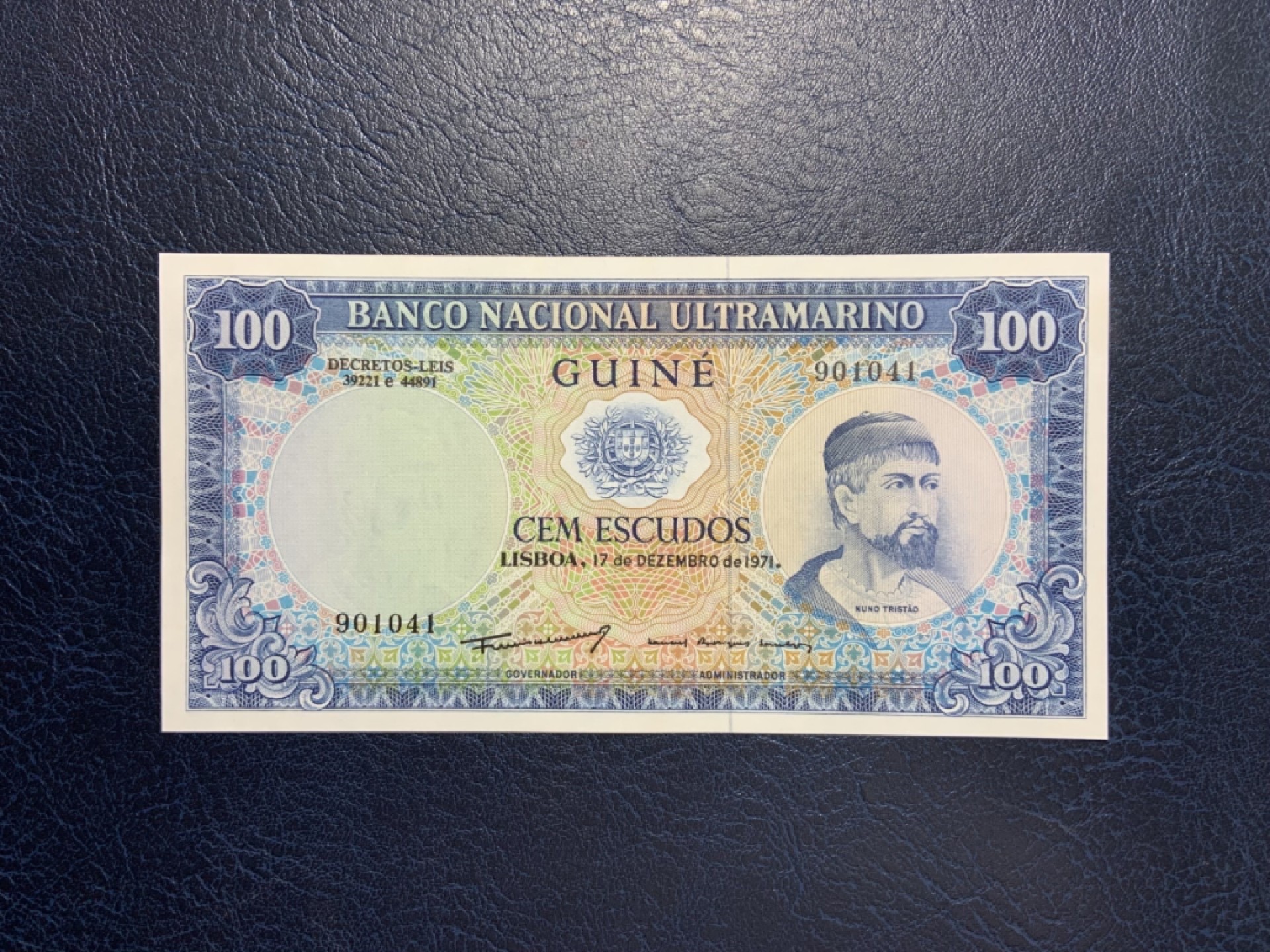 收藏联盟Quantum Auction 第257期拍卖  葡属几内亚1971年100埃斯库多 品相UNC (金属线旁的轻微软折为原始工艺原因，pmg67也有)