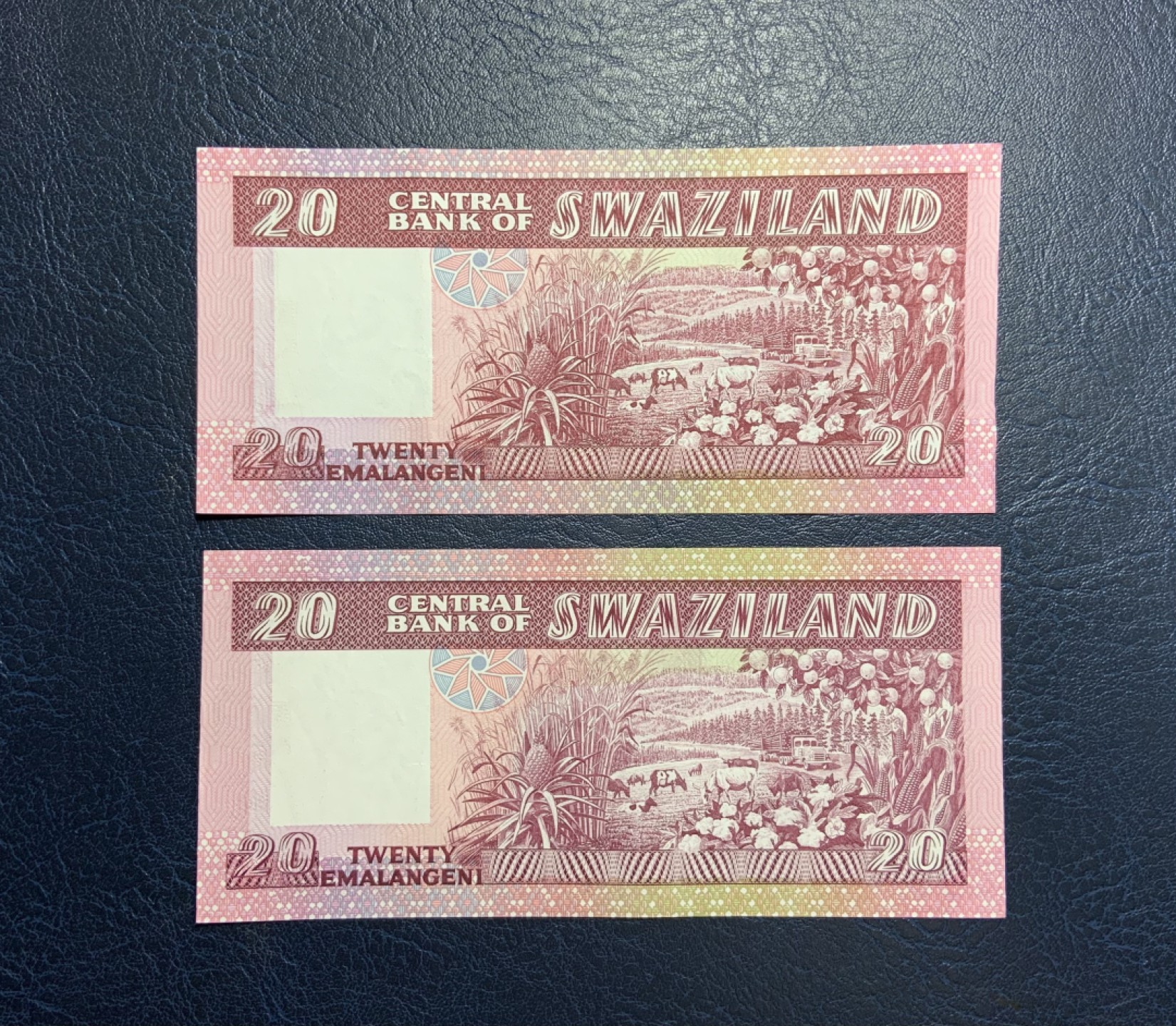 收藏联盟Quantum Auction 第257期拍卖  斯威士兰1985和1986年20里兰吉尼 品相XF+ 两代国王 最高面值 