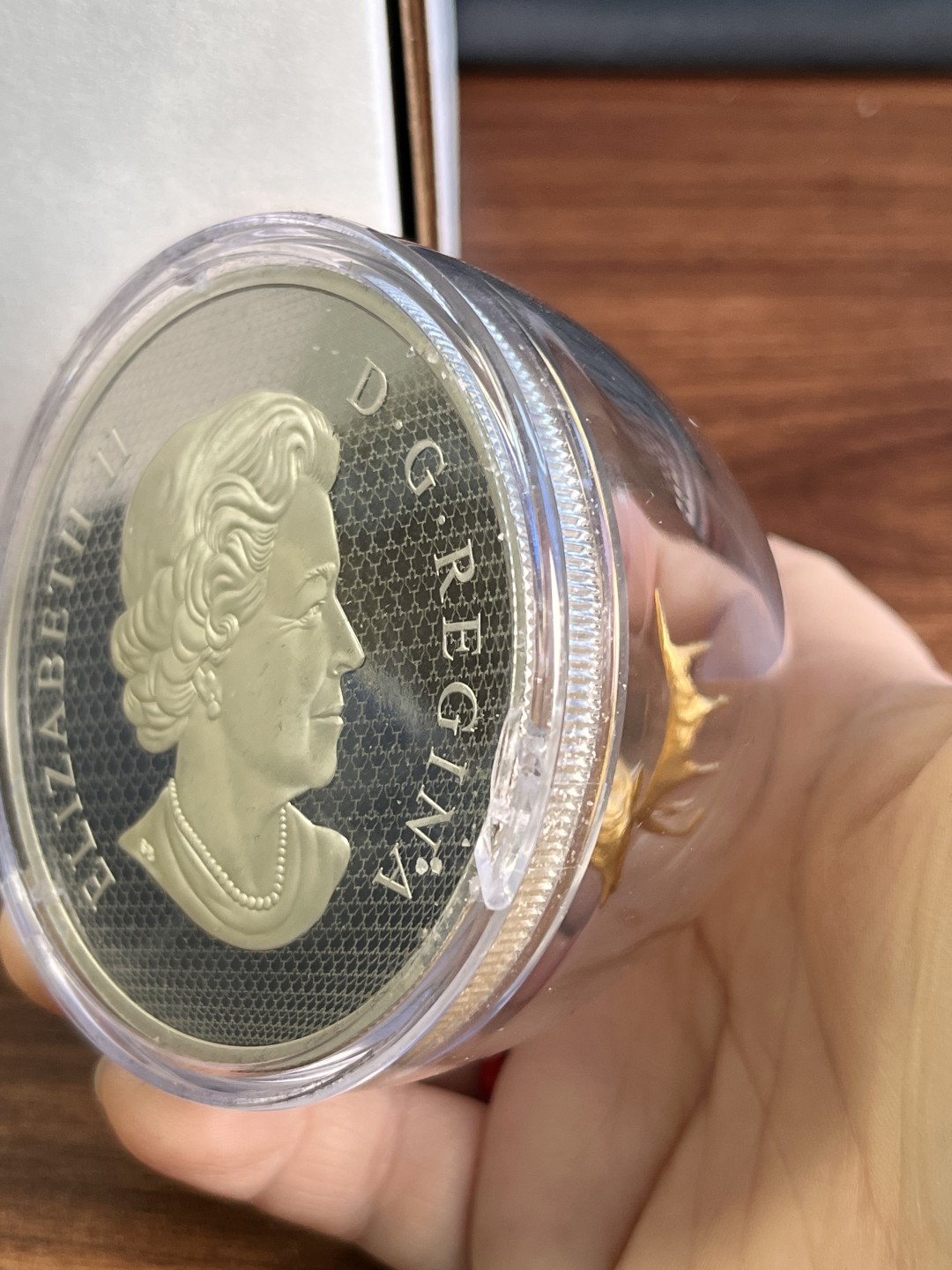 【海寧潮】加拿大2017年雕塑系列麋鹿10盎司3D立体纪念银币原价7500，塑料盒有碎