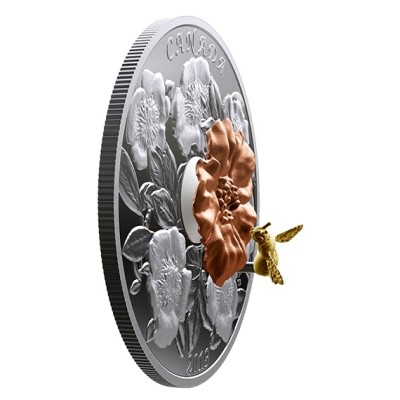 【海寧潮】加拿大2019年大黄蜂与野玫瑰3D立体5盎司银币原价4800