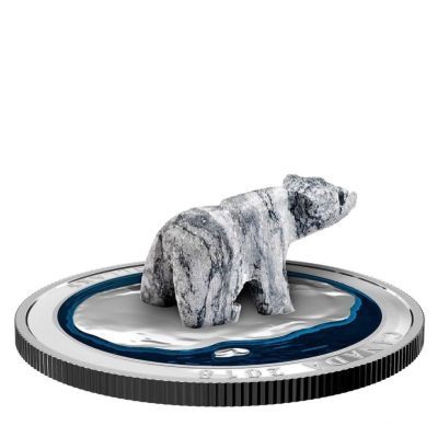 【海寕潮】拍卖第六十九期 - 【海寧潮】加拿大2018年皂石雕塑北极熊5盎司银币，原价3800