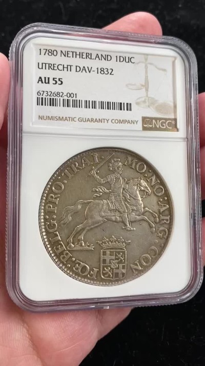 万国钱币拍卖第008期（慕尼黑2T之夜） NGC AU55 1780年尼德兰联省共和国大马剑1杜卡特五彩大银币