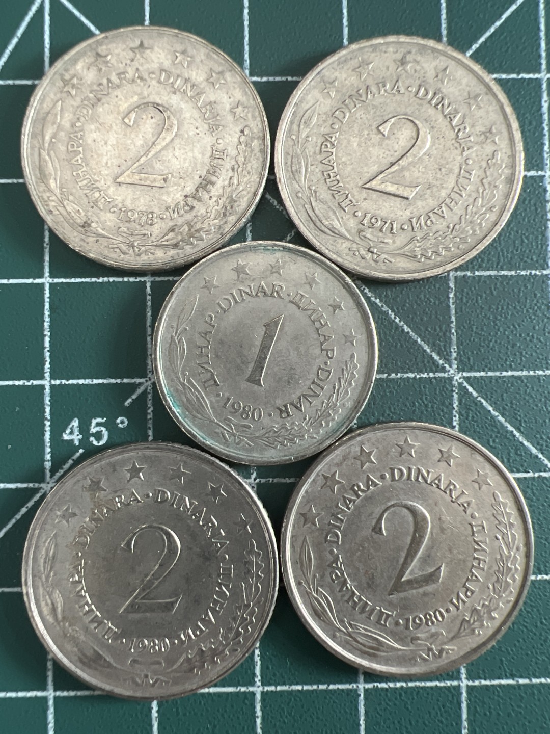 泡泡堂第308期  世界硬币 （无押金，捡漏，全场20包邮，偏远地区除外，接收代拍业务） 南斯拉夫五枚