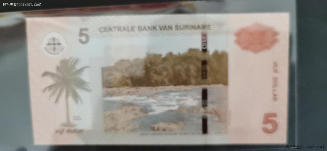 苏里南5元 2010年 美洲纸币 实物图 UNC