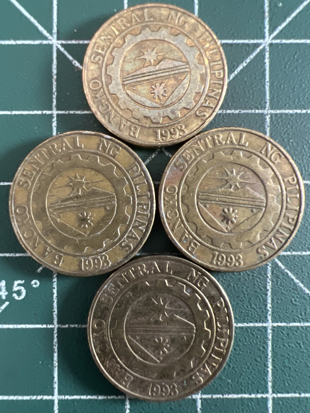 泡泡堂第308期  世界硬币 （无押金，捡漏，全场20包邮，偏远地区除外，接收代拍业务） 菲律宾25分四枚