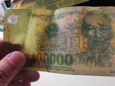 238.【鲸贝乐淘★两拍包邮】三字经·第“亲师友，习礼仪”号拍卖 【塑料假钞★越南🇻🇳】2006年100000盾，趣味收藏，塑料钞假币，流通品相如图