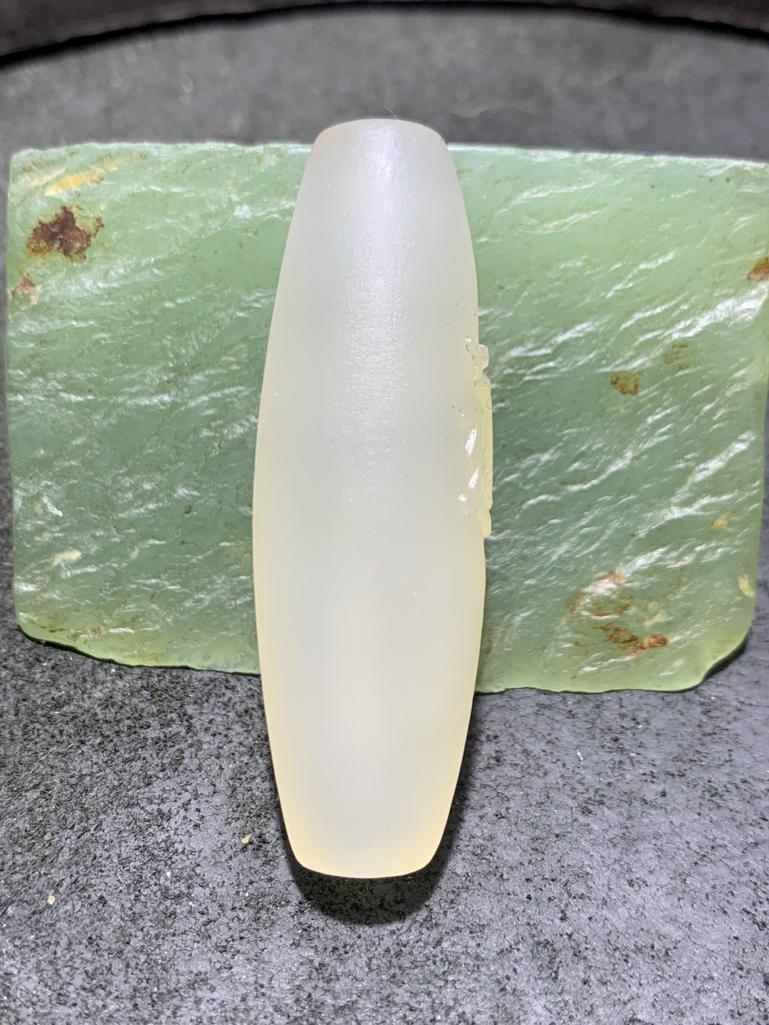 精美高玉化海洋玉髓手工雕刻道字大桶珠一个！寓意：道法自然，