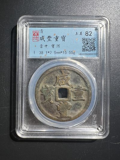 【古泉藏轩阁】古钱币专场 第021期，全场保真满三百元包邮，关注领福利！陆续上新品 - 咸丰重宝 宝河当十