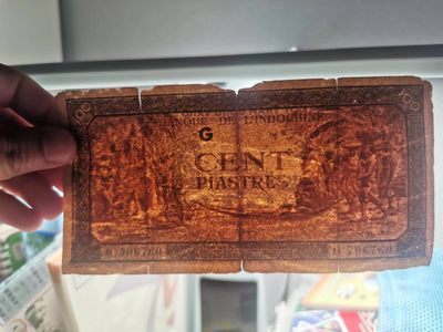 238.【鲸贝乐淘★两拍包邮】三字经·第“亲师友，习礼仪”号拍卖 【法属印度支那】东方汇理银行100元，流通品相如图