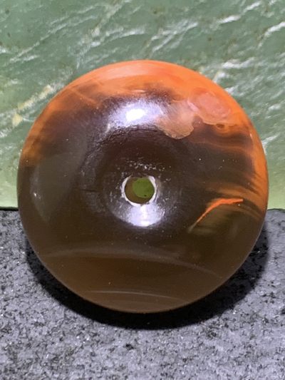 精美罕见黑冰料南红玛瑙面包圈平安扣一个， - 精美罕见黑冰料南红玛瑙面包圈平安扣一个，