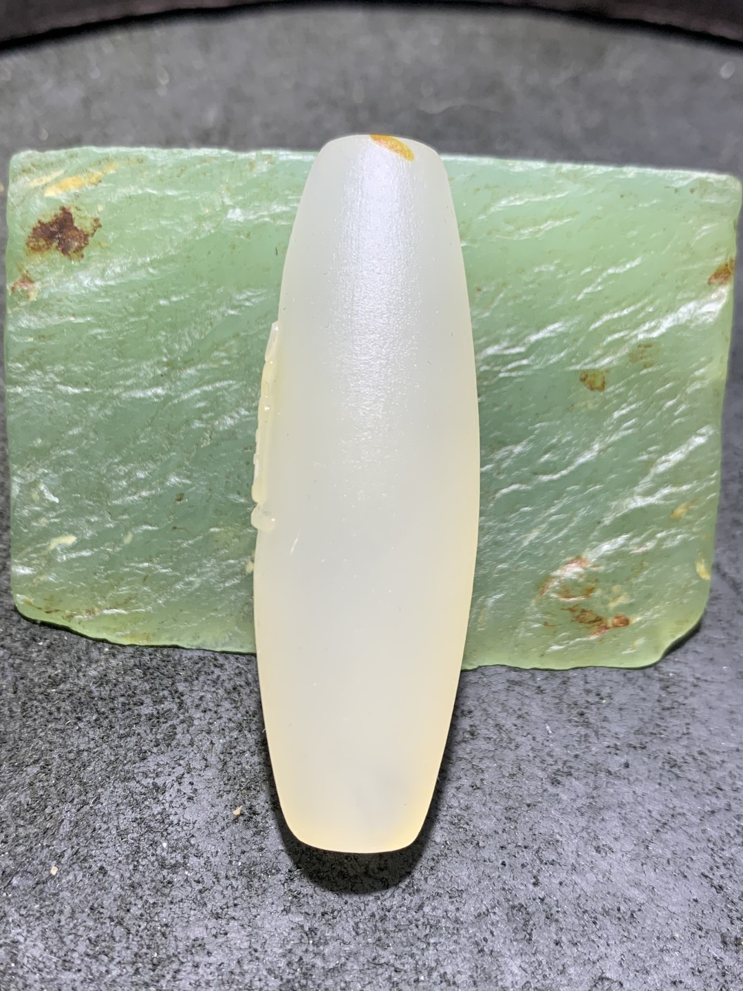 精美高玉化海洋玉髓手工雕刻道字大桶珠一个！寓意：道法自然，