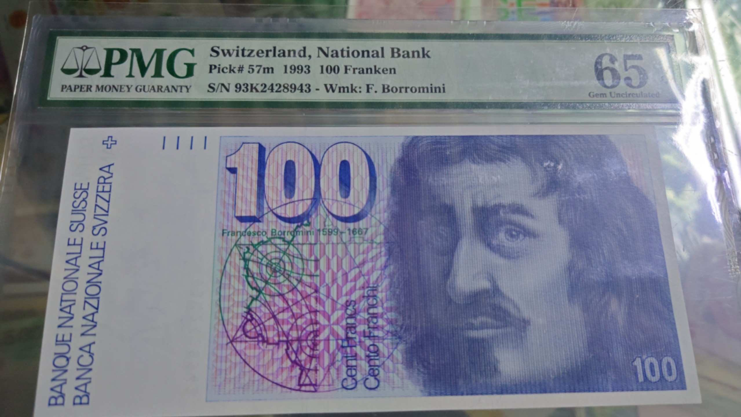 【世界钱币】精选微拍第61期暨2023年第八期 评级币专场（有最新出分品种） 1993年瑞士100法郎 PMG65E