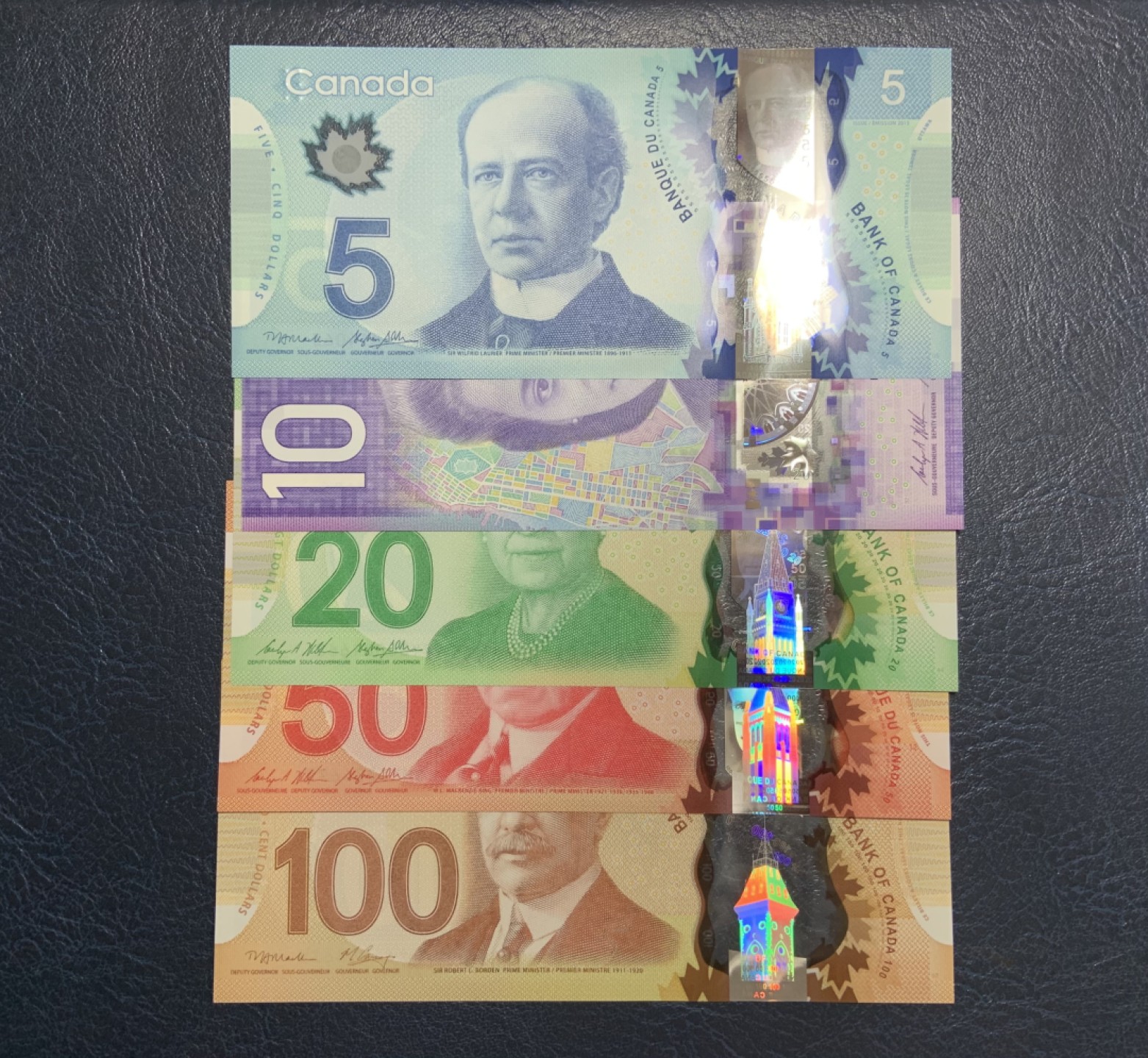 收藏联盟Quantum Auction 第258期拍卖  加拿大2011-18年5-100元 品相全新UNC(100有点钞痕，细节如图)