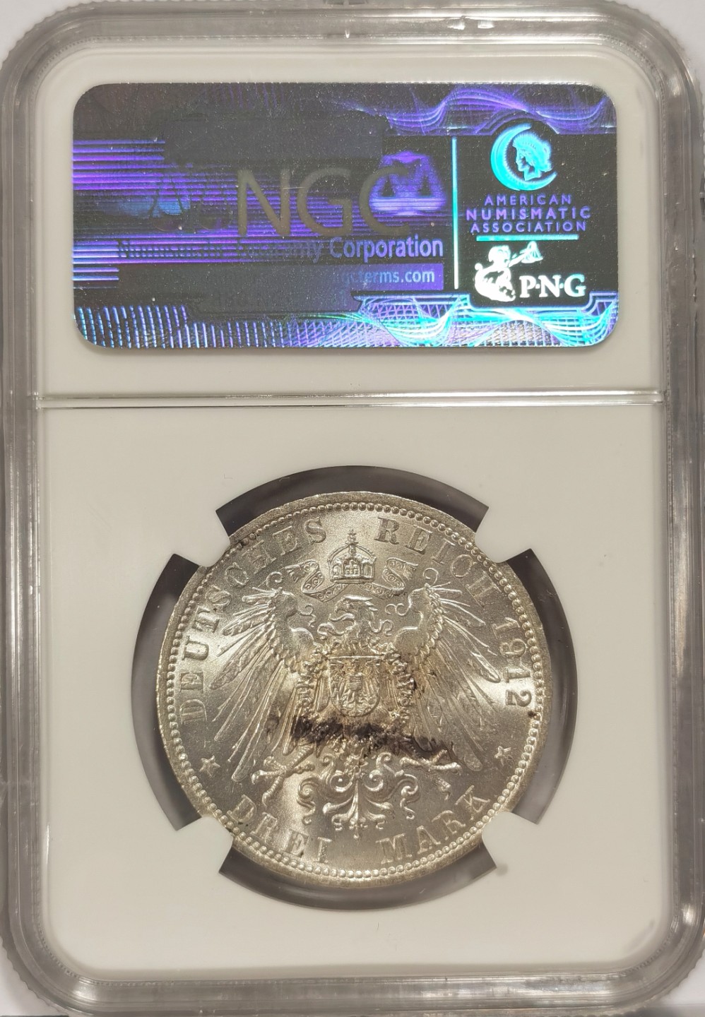 博洋堂马克藏家退坑小专场暨第026期（全场包邮） NGC MS64 德国1912年A版普鲁士3马克银币