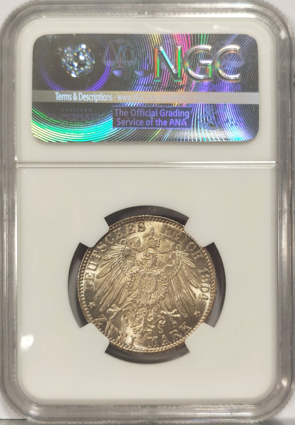 博洋堂马克藏家退坑小专场暨第026期（全场包邮） NGC MS66 德国1904年J版不来梅2马克纪念银币