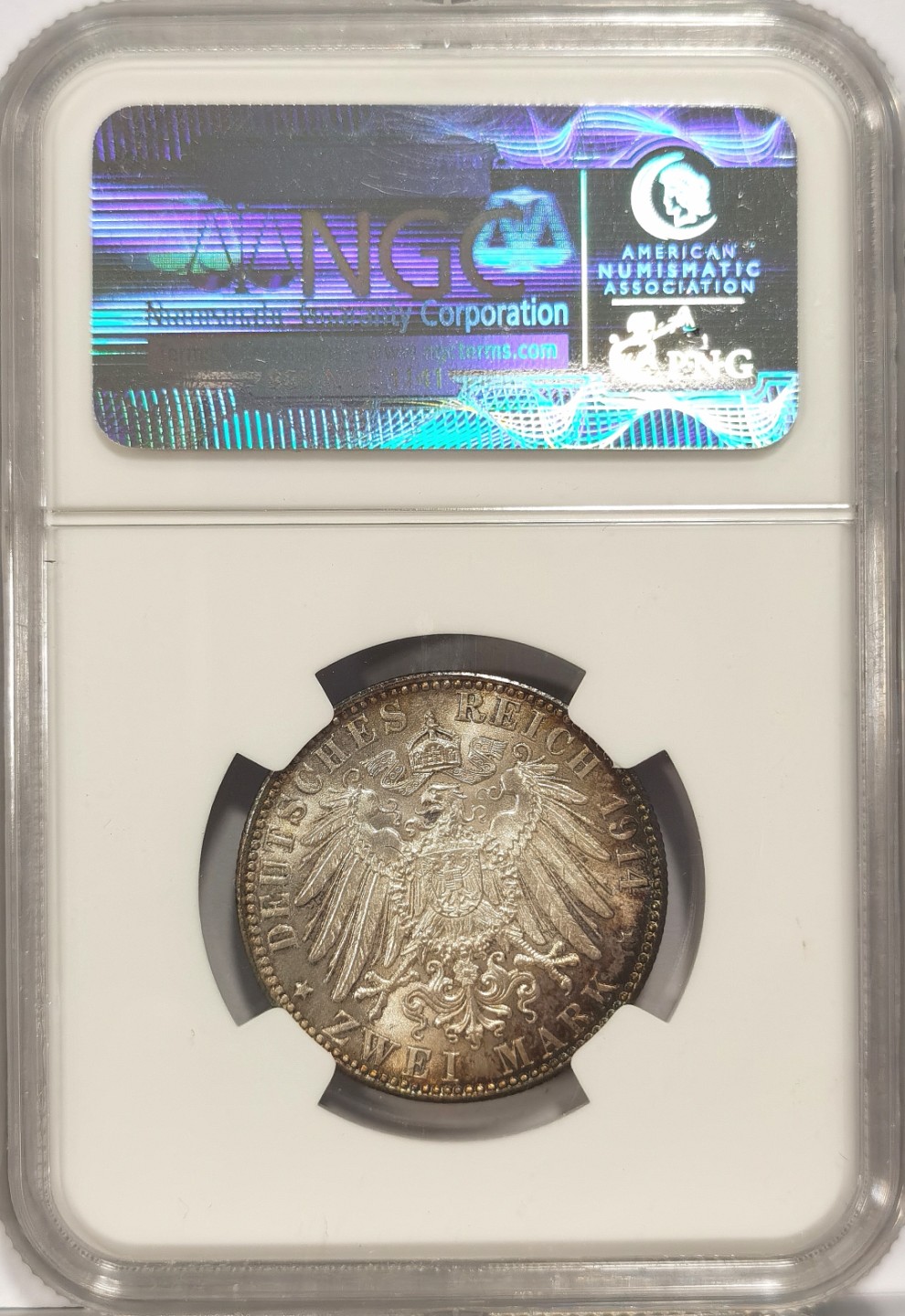 博洋堂马克藏家退坑小专场暨第026期（全场包邮） NGC MS67 德国1914年J版汉堡2马克银币 顶分配顶彩