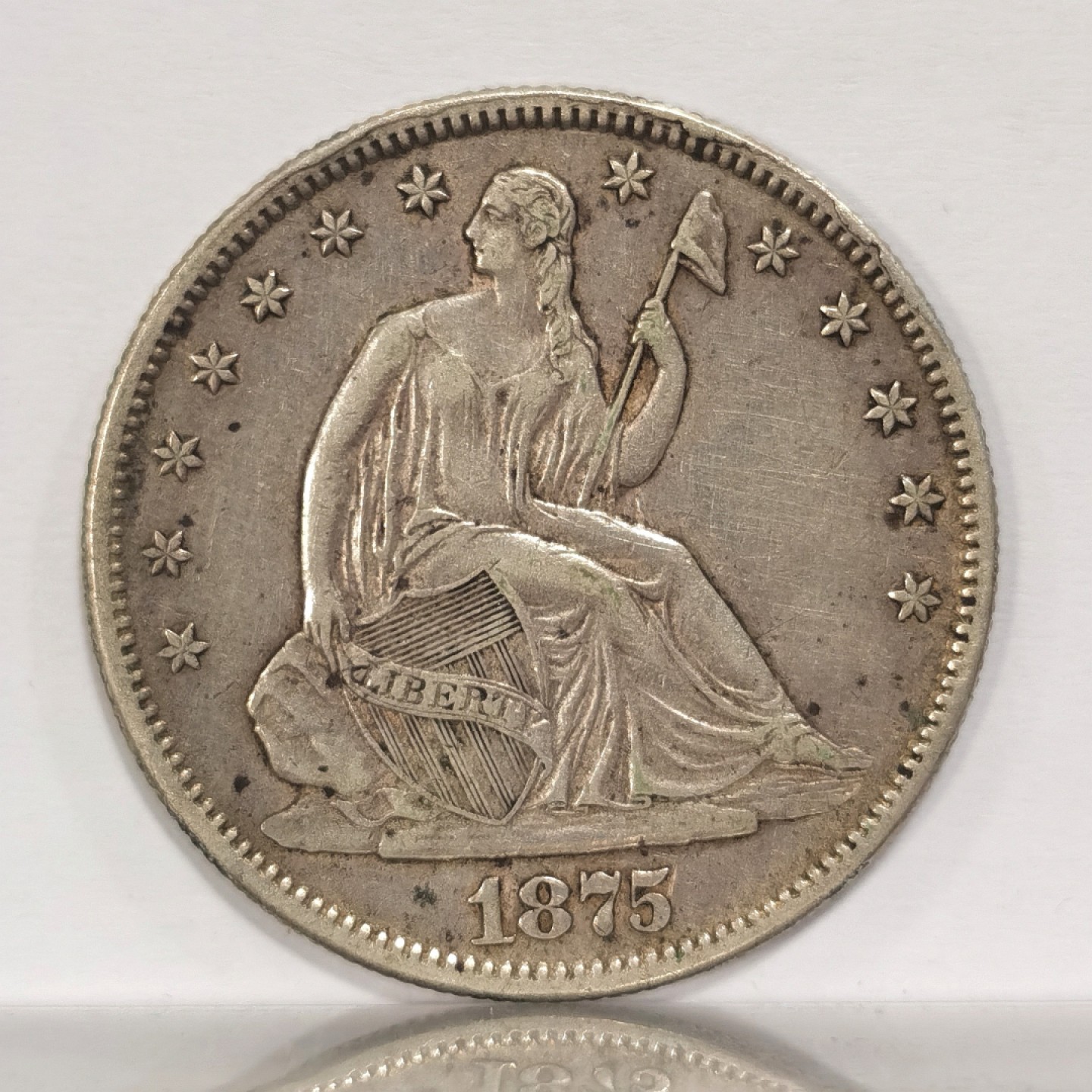 博洋堂马克藏家退坑小专场暨第026期（全场包邮） 美国1875年拿旗半美分银币，原状态，AU细节，非常少见，品相不可多得，原味币，状态好，上涨空间大。