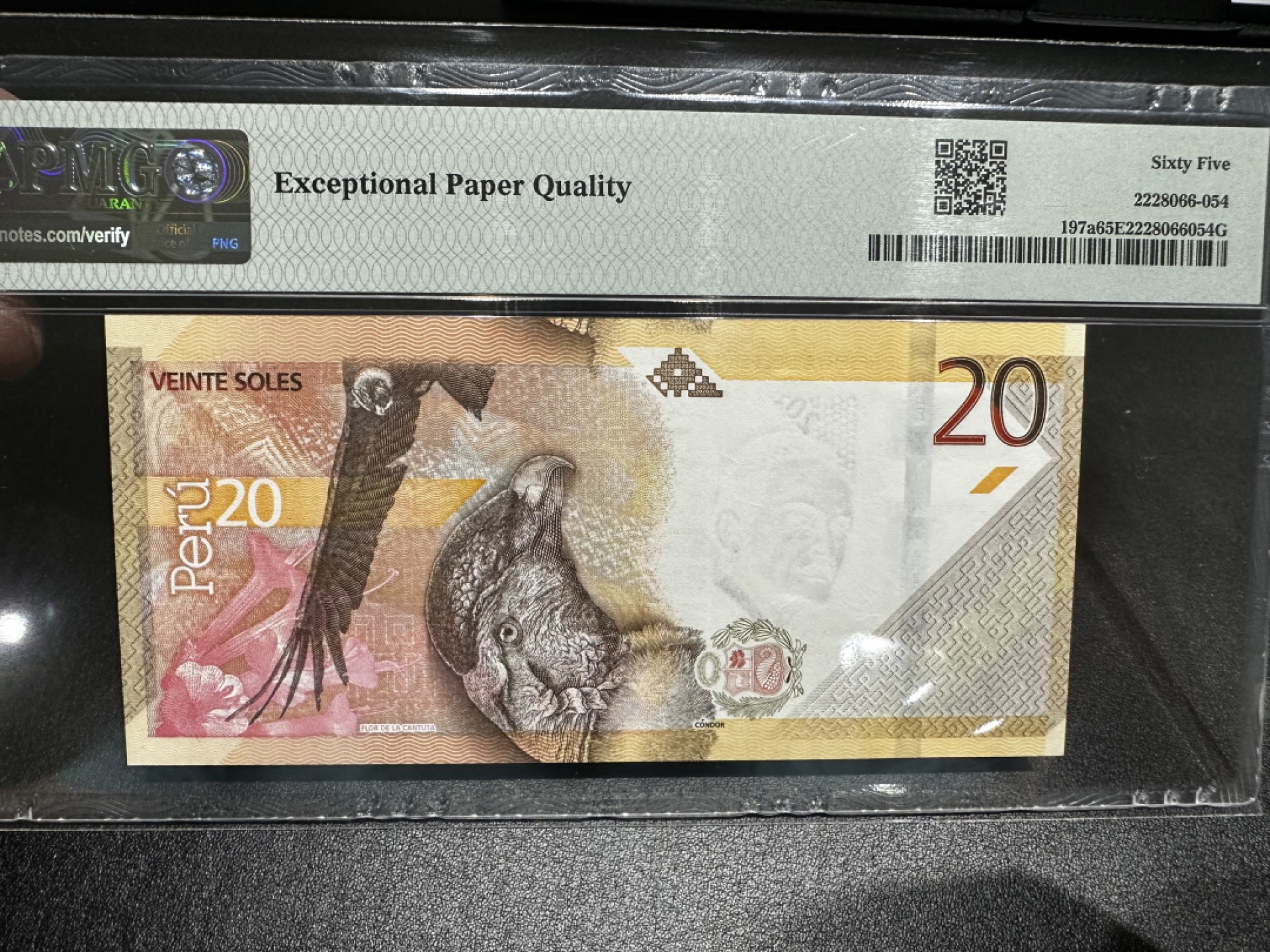 《外钞收藏家》第二百六十九期 2019年秘鲁20 PMG65 AA冠无47