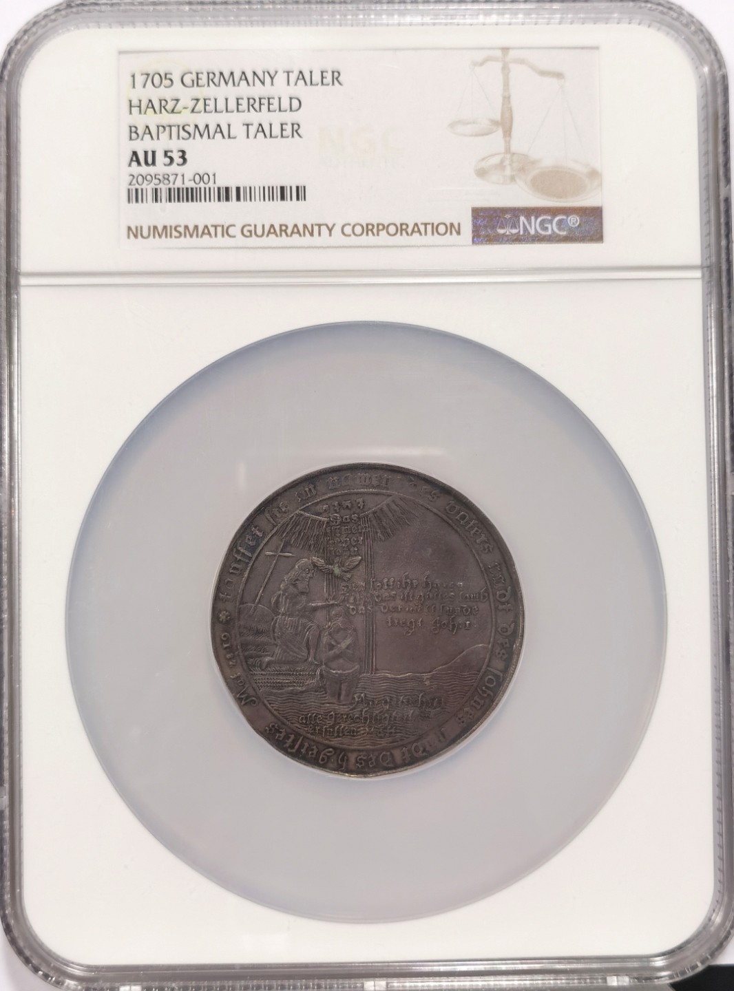 博洋堂马克藏家退坑小专场暨第026期（全场包邮） NGC AU53 德国1705年泰勒，哈兹受洗泰勒大银币，大盒装