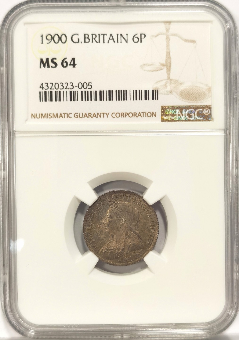 博洋堂马克藏家退坑小专场暨第026期（全场包邮） NGC MS64 英国1900年6便士银币