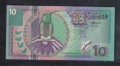 苏里南10盾 2000年 无47 克劳斯目录P-147 美洲纸币 实物图 UNC - 苏里南10盾 2000年 无47 克劳斯目录P-147 美洲纸币 实物图 UNC