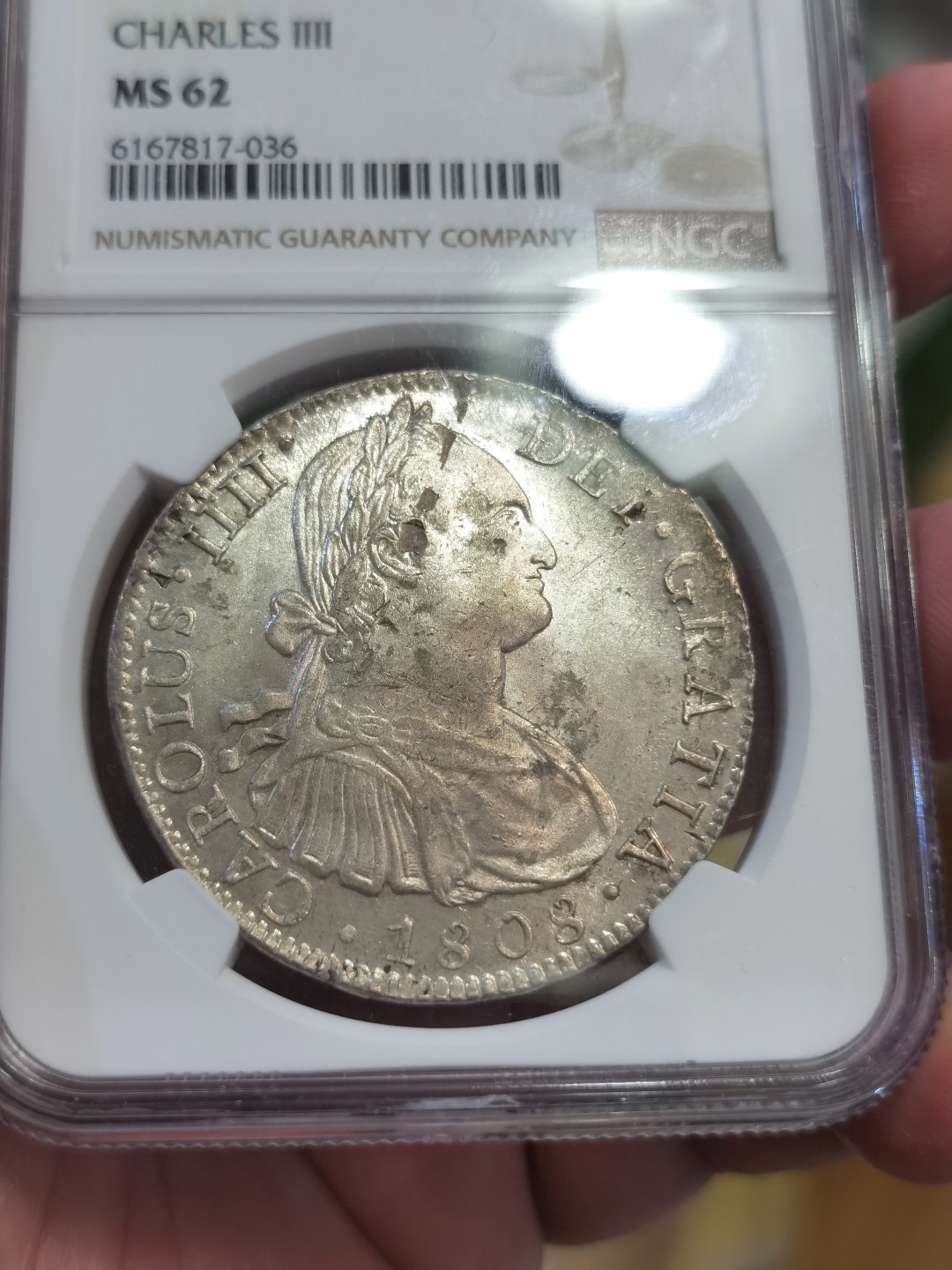 博洋堂马克藏家退坑小专场暨第026期（全场包邮） NGC MS62 墨西哥卡洛斯四世 1808 8里亚尔 有点minterror 淡灰色包浆 底光十足 收藏性价比高