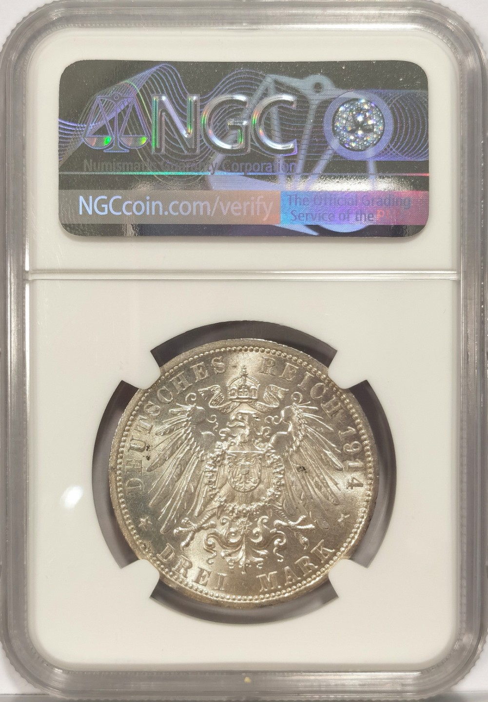 博洋堂马克藏家退坑小专场暨第026期（全场包邮） NGC MS64 德国1914年A版安哈特德绍3马克纪念银币