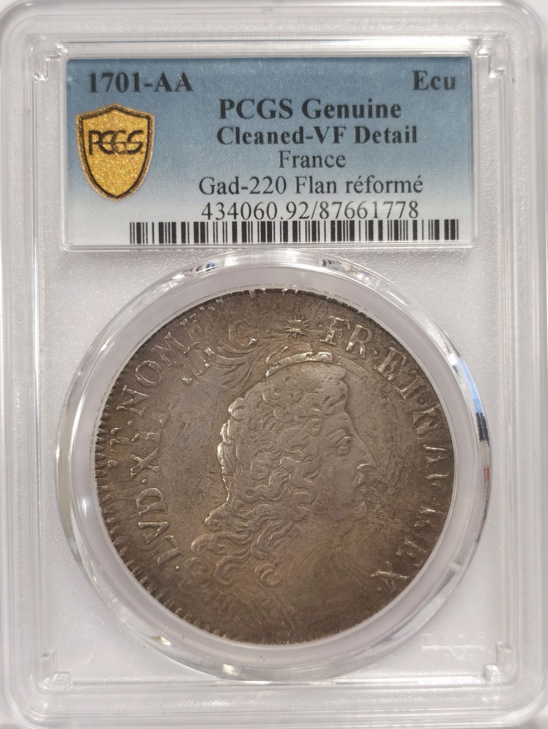 博洋堂马克藏家退坑小专场暨第026期（全场包邮） PCGS VF92 法国1701年路易十四1埃居大银