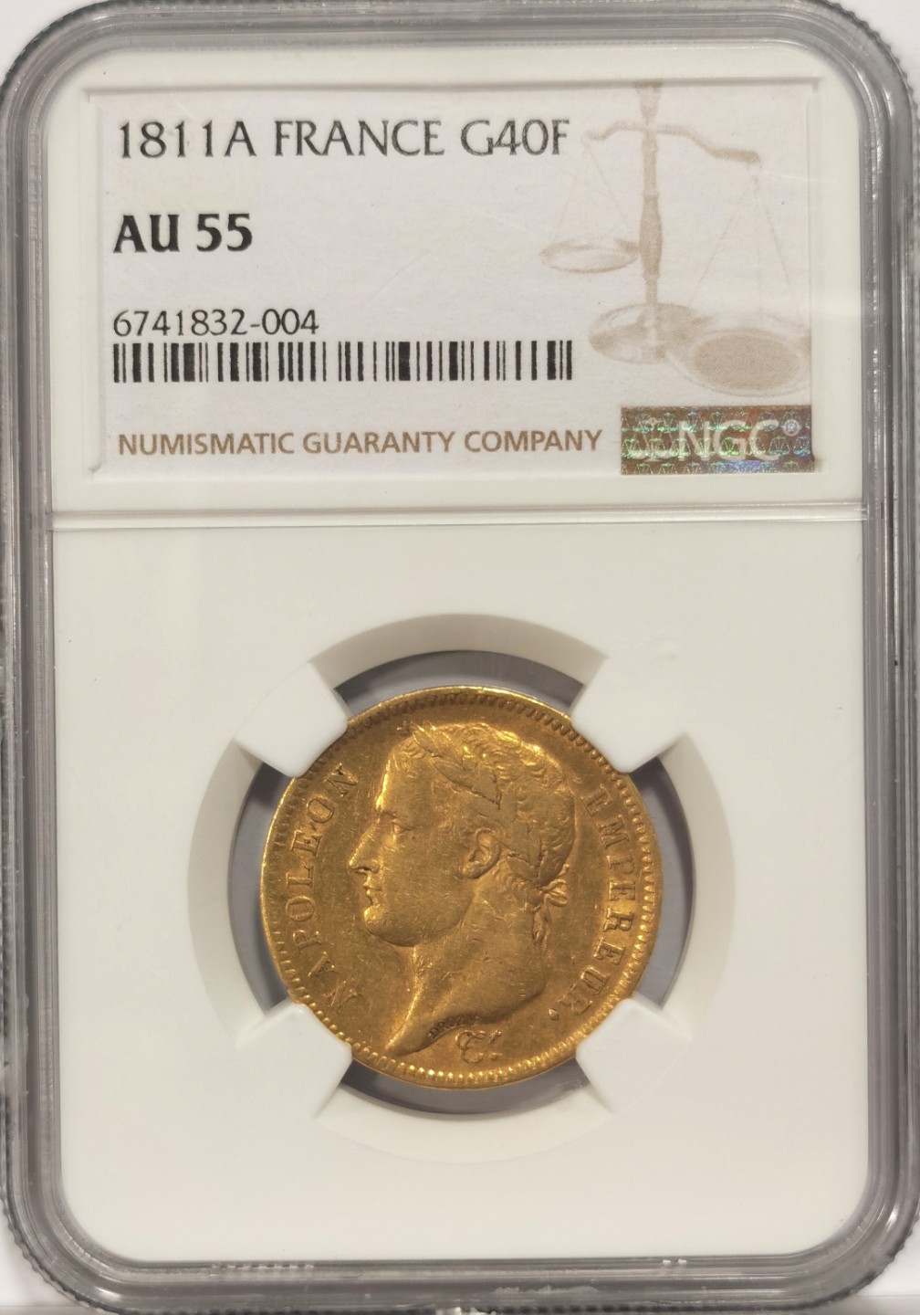 博洋堂马克藏家退坑小专场暨第026期（全场包邮） NGC AU55 1811-A法国皇帝拿破仑一世40法郎金币巴黎厂造