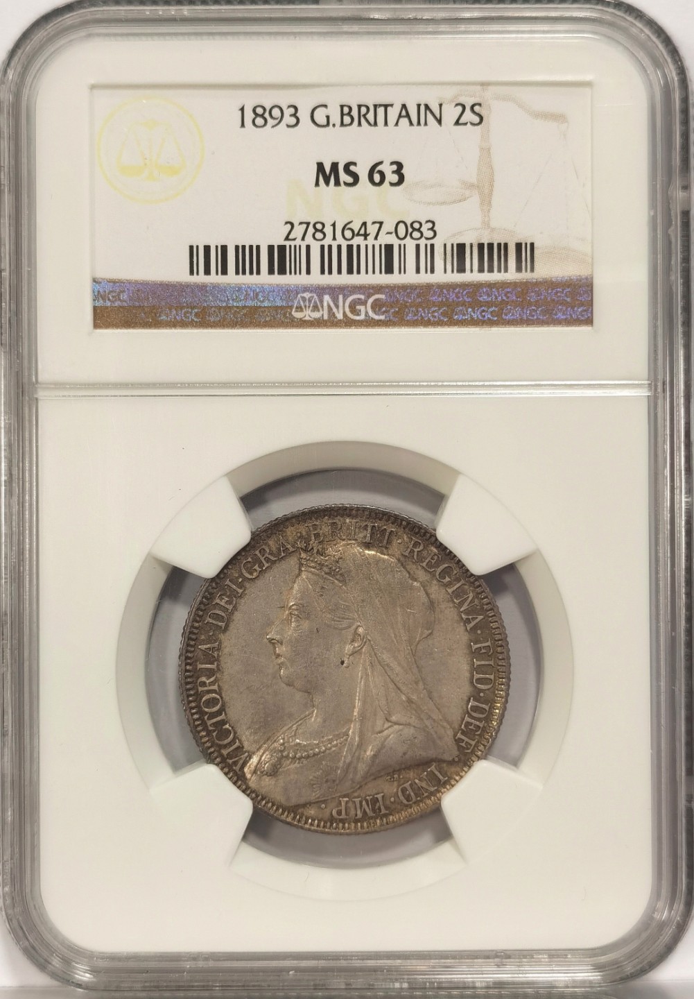 博洋堂马克藏家退坑小专场暨第026期（全场包邮） NGC MS63 英国1893年2先令银币