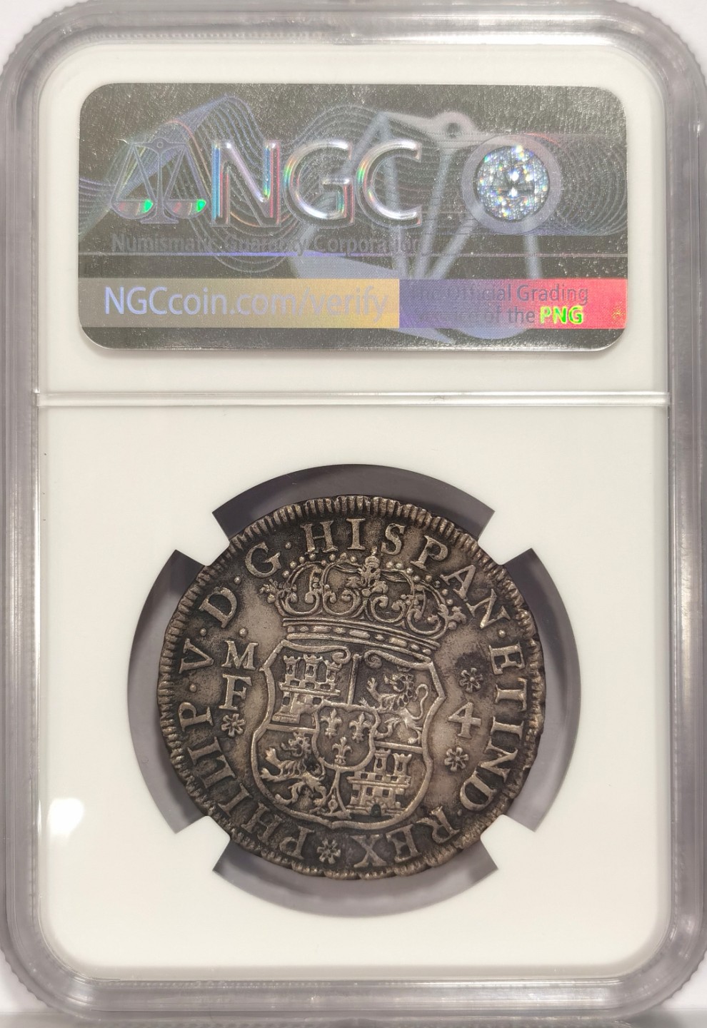 博洋堂马克藏家退坑小专场暨第026期（全场包邮） NGC AU 西属墨西哥1738年菲利普五世地球双柱 4里亚尔 醇黑包浆 地球4R比8R更少