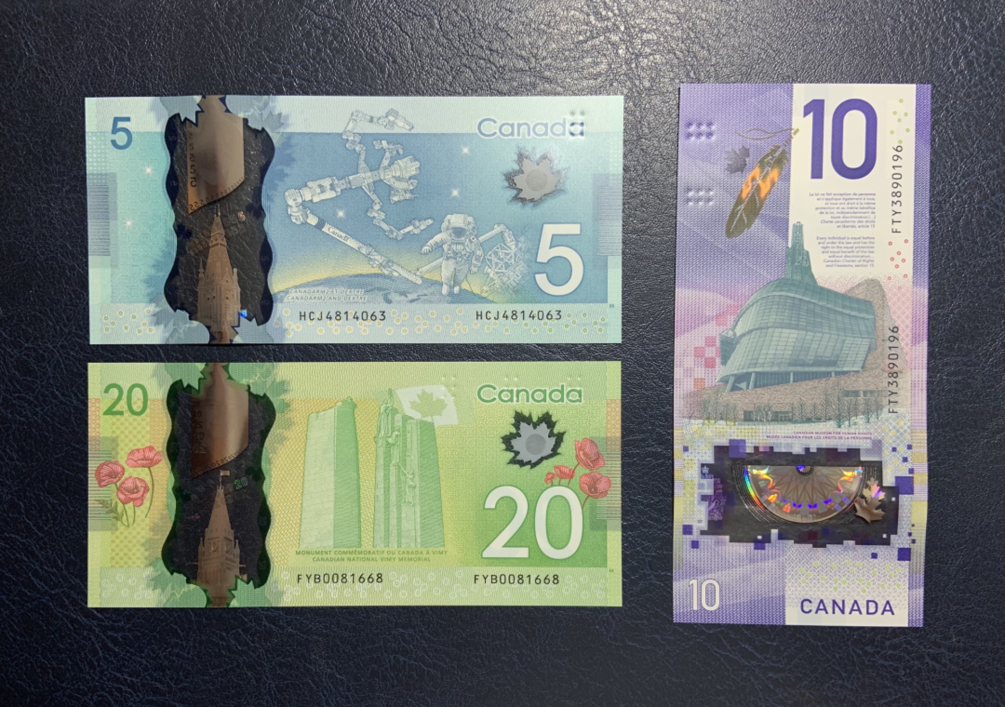 收藏联盟Quantum Auction 第258期拍卖  加拿大2011-18年5-100元 品相全新UNC(100有点钞痕，细节如图)