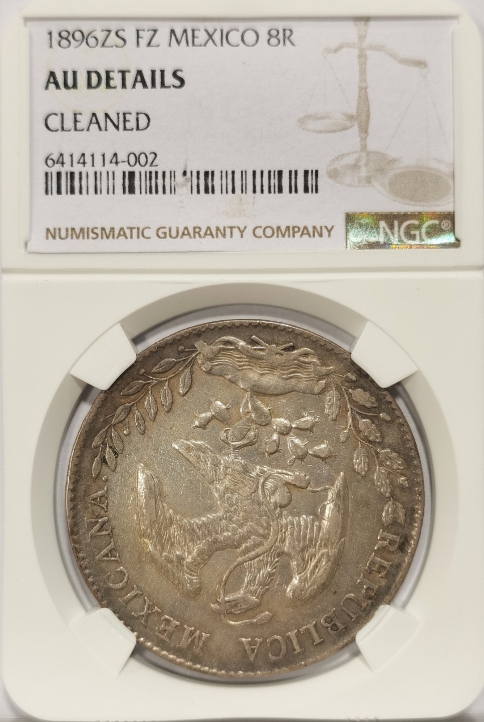 博洋堂马克藏家退坑小专场暨第026期（全场包邮） NGC AU 墨西哥1896年ZS FZ版花边鹰洋 已砸盒适合把玩