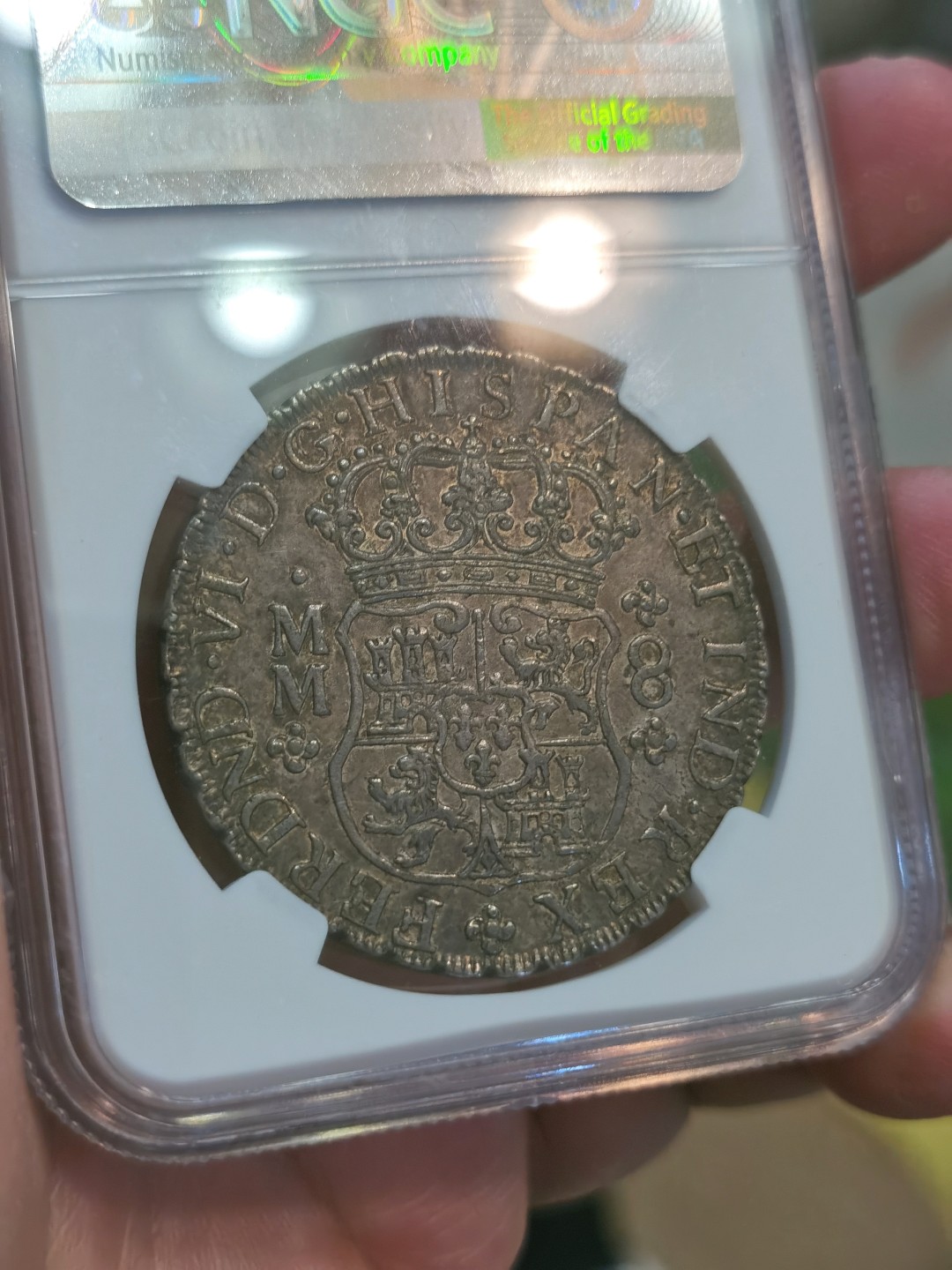 博洋堂马克藏家退坑小专场暨第026期（全场包邮） NGC AU50 西属墨西哥1759年斐迪南六世地球双柱 8里亚尔 酱彩包浆诱人 同分中极品