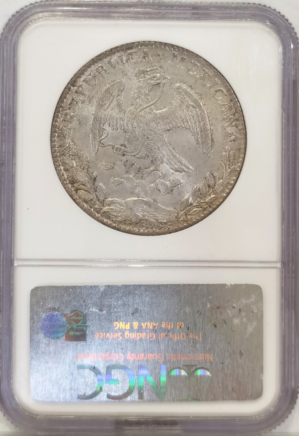 博洋堂马克藏家退坑小专场暨第026期（全场包邮） NGC MS65 墨西哥1885年GO RR版鹰洋8R（盒子标签4R标错）NGC最高分 年份处其实是盒子有点磨花