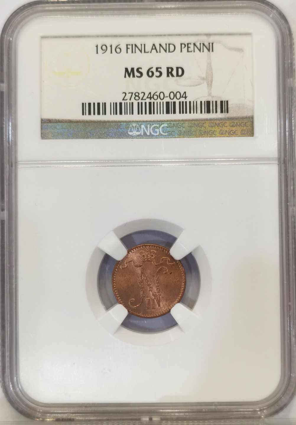 博洋堂马克藏家退坑小专场暨第026期（全场包邮） NGC MS65RD 俄属芬兰1916年1芬尼，出厂原光泽，高分稀少