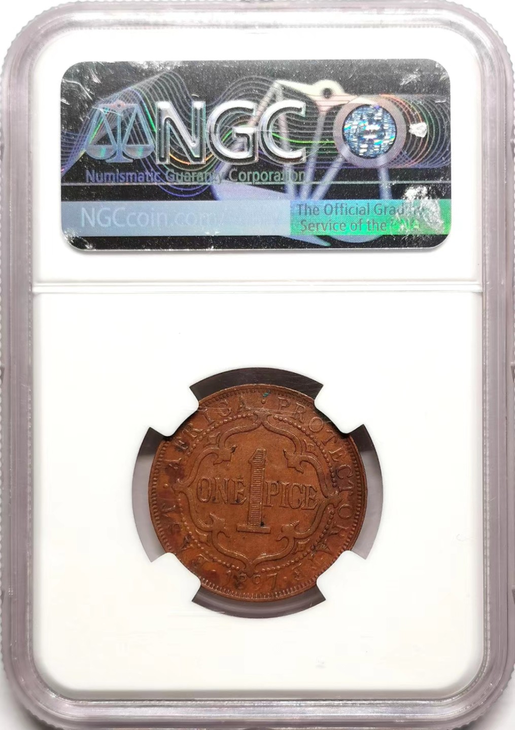 凡希社世界钱币微拍第二百三十八期 1897英属东非保护国小维Pice铜币NGC-MS60