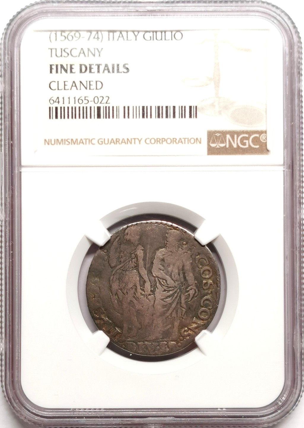 凡希社世界钱币微拍第二百三十八期 1569-74托斯卡纳Giulio银辅币NGC-FINE