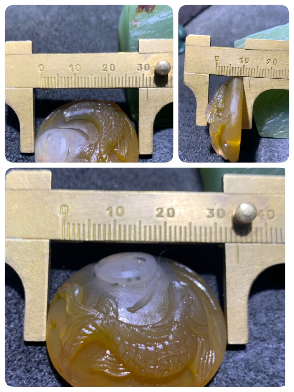 精美亚光蒙料冰飘鸡油黄战国红玛瑙手工雕刻太极阴阳鱼吊坠一个，
